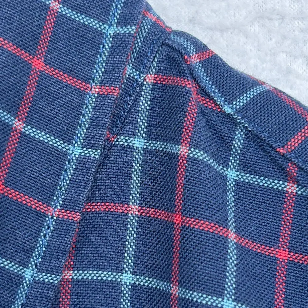 J.CREW Shirt Mens S All Cotton Oxford Slim Fit Tattersall Check Button Up Blue